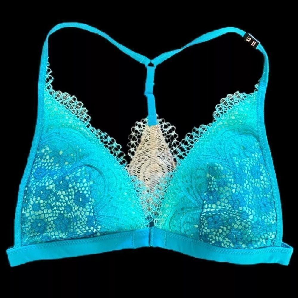 Victorias Secret Body Crochet Lace Lined - Removable Padding bralette bra Teal S